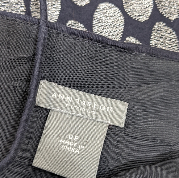 Ann Taylor Navy Silver Metallic Dress 0P Petite - Picture 3 of 7